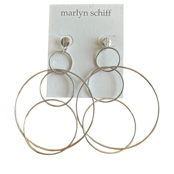 Marlyn Schiff Circle Drop Silver Earrings NWT - Picture 1 of 2